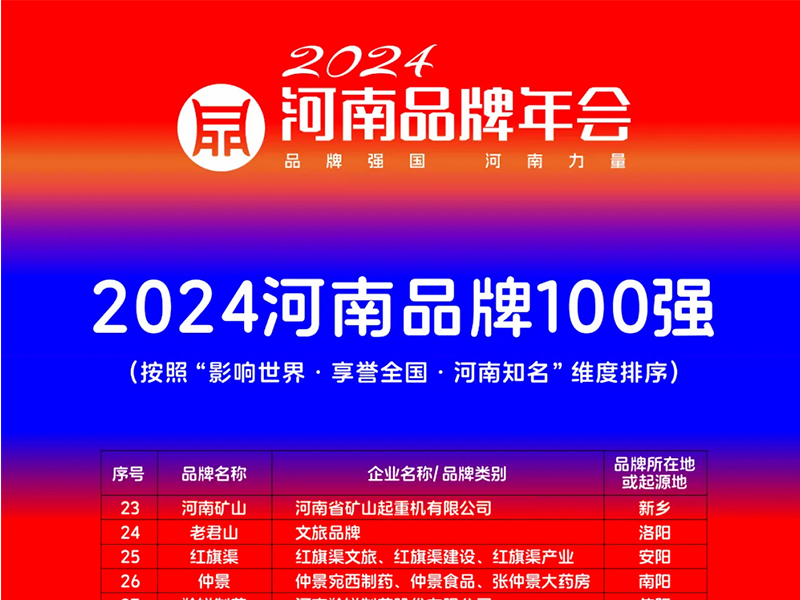 穩(wěn)居百?gòu)?qiáng)，行業(yè)引 領(lǐng)｜河南礦山榮登“河南品牌100強(qiáng)”榜單